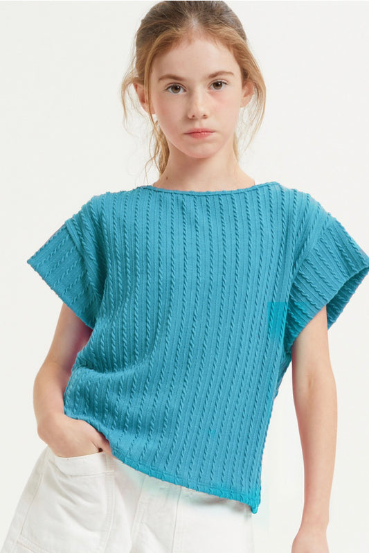 Teal Ribbed Knit Top MM