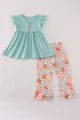 001/sage floral ruffle pant set