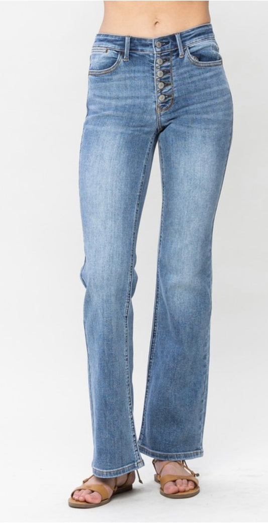 Judy Blue Midrise Vintage Button-fly Bootcut Jeans PP