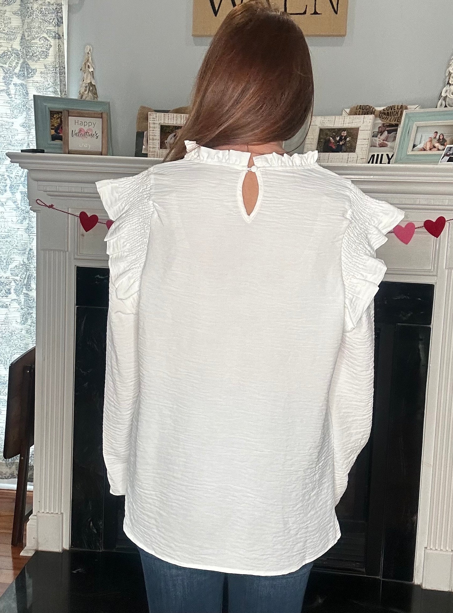 White Flutter Sleeve Top PP