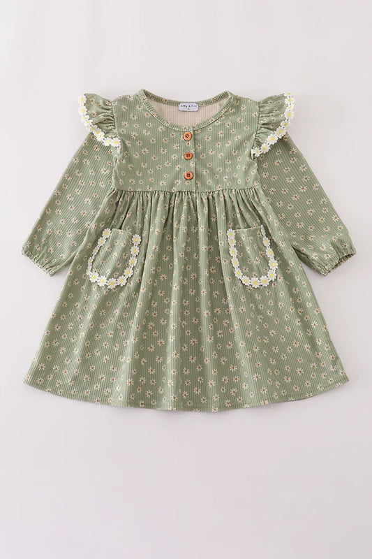 001/GREEN CORDUROY DRESS