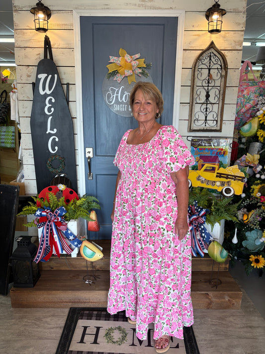 113/dress pink floral