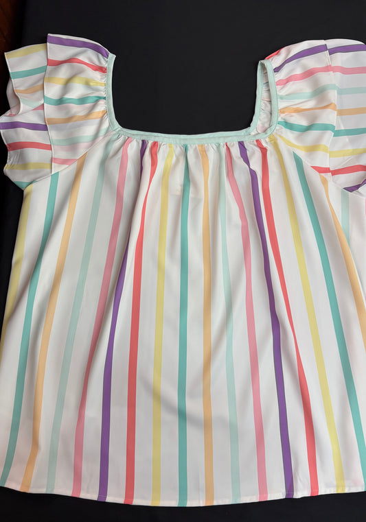 113/stripe ruffle top