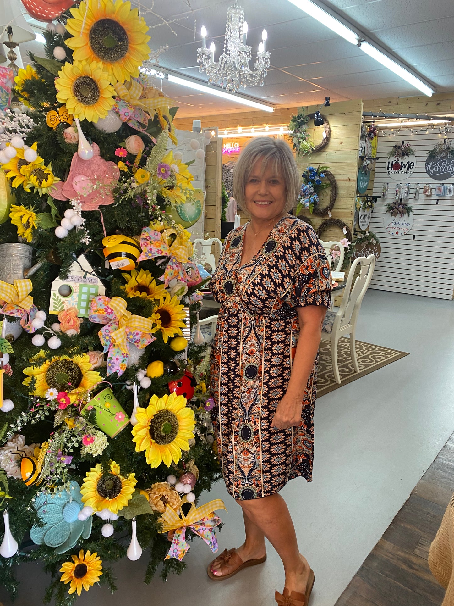 113/navy print dress