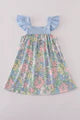 001/blue floral ruffle dress