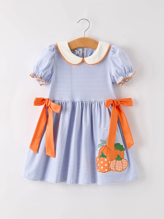 001/blue stripe pumpkin dress