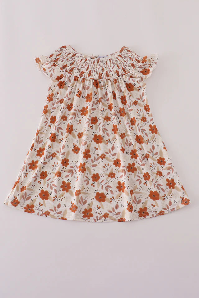 001/fall floral smocked dress