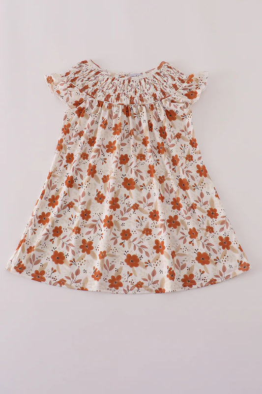 001/fall floral smocked dress