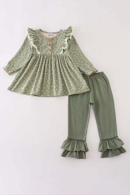 001/GREEN CORDUROY PANT SET