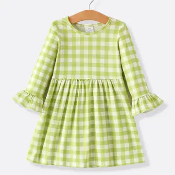 001/green check dress